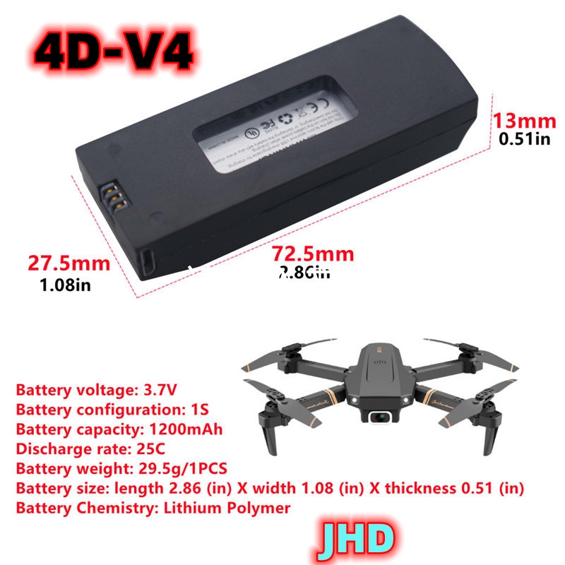 JHD Bateria 4DRC V4 Battery 3. - Lyzrc Drone ulasan dan harga